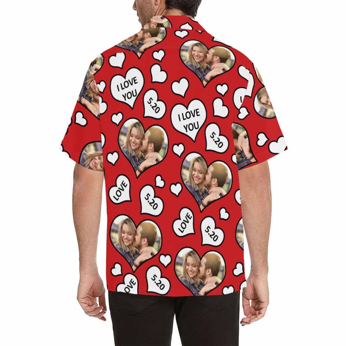 Custom Face&Name Love You Men's All Over Print Hawaiian Shirt