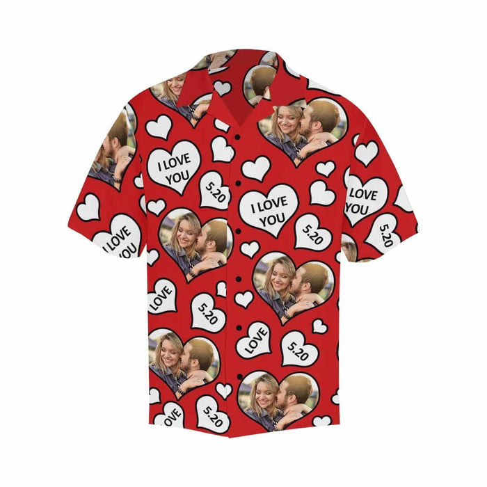 Custom Face&Name Love You Men's All Over Print Hawaiian Shirt