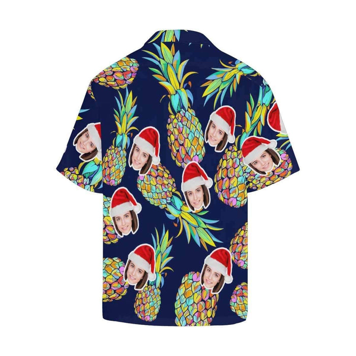 Custom Face Blue Pineapple Men's All Over Print Hawaiian Shirt