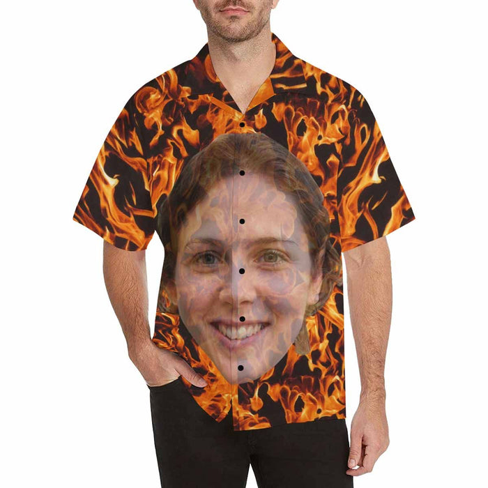 Custom Face Fire Only You Men's Hawaiian Shirt