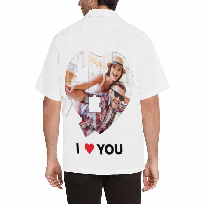 Custom Photo Love Heart Pazzles Men's All Over Print Hawaiian Shirt