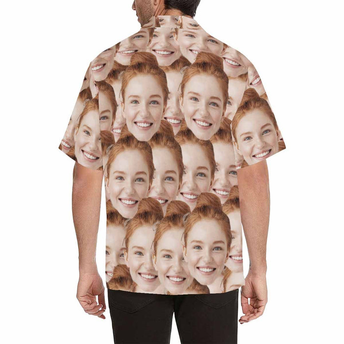 Custom Face Seamless Photo Men's All Over Print Hawaiian Shirt