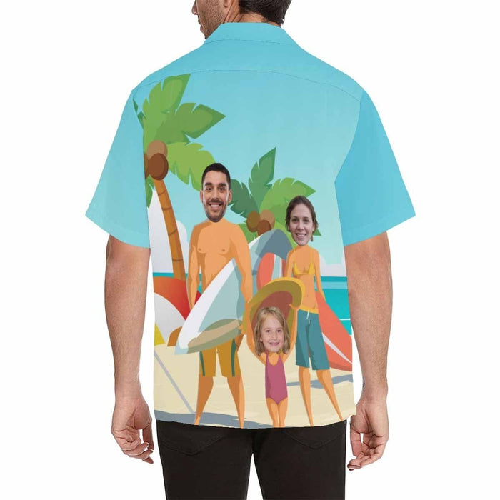 Custom Face Travel Family Men's All Over Print Hawaiian Shirt
