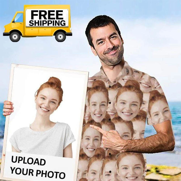 Custom Face Seamless Photo Men's All Over Print Hawaiian Shirt