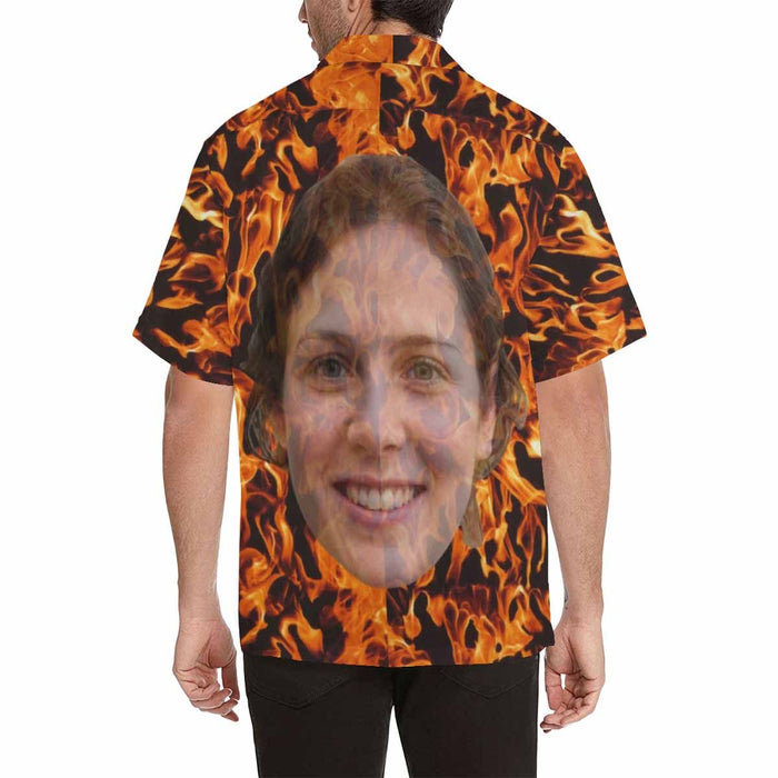 Custom Face Fire Only You Men's Hawaiian Shirt