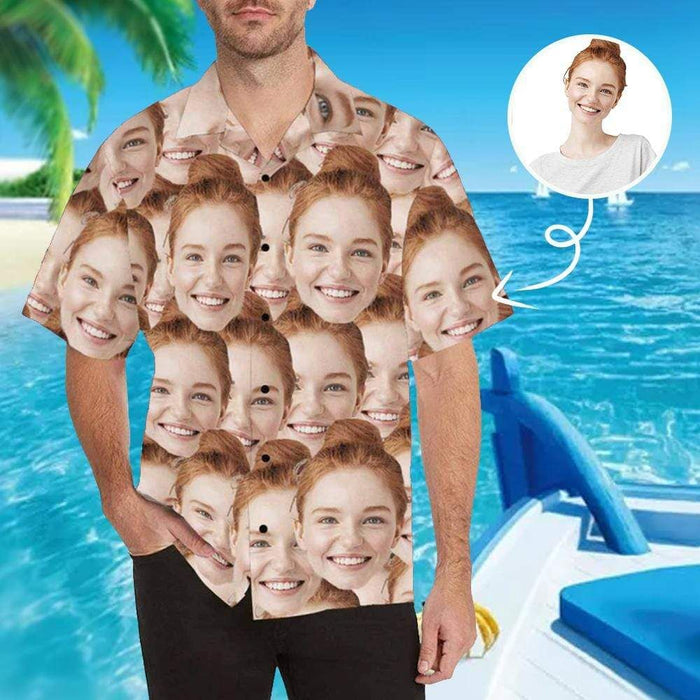 Custom Face Seamless Photo Men's All Over Print Hawaiian Shirt