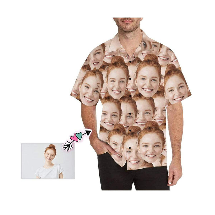 Custom Face Seamless Photo Men's All Over Print Hawaiian Shirt