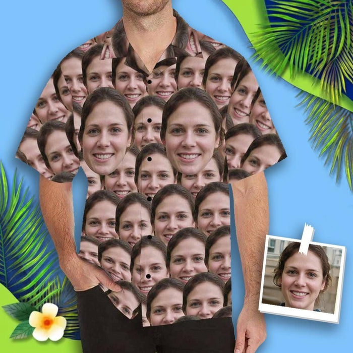 Custom Face Seamless My Lover Men's All Over Print Hawaiian Shirt