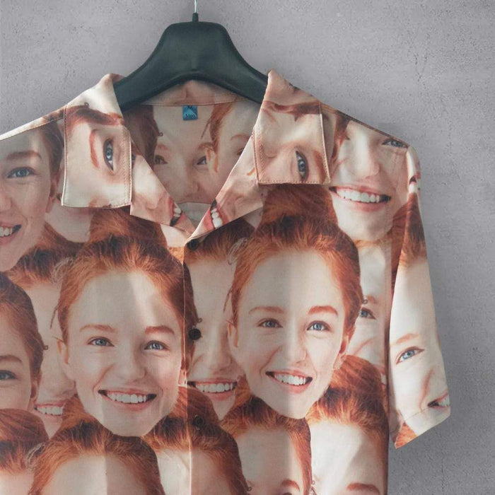 Custom Face Seamless Photo Men's All Over Print Hawaiian Shirt