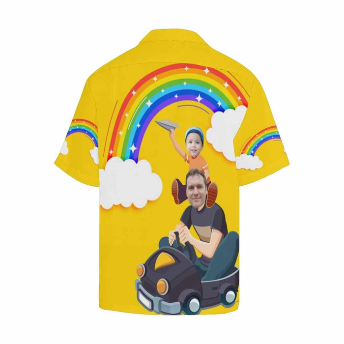 Custom Face Father And Me Men's All Over Print Hawaiian Shirt