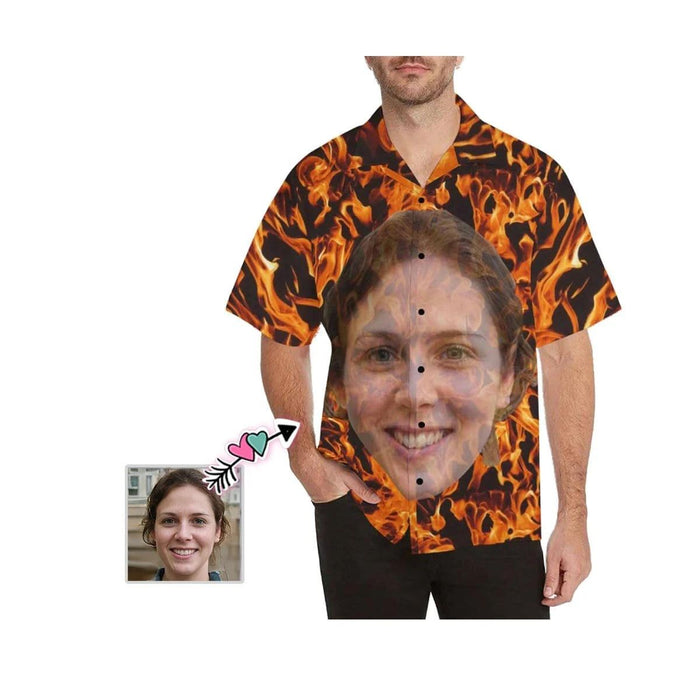 Custom Face Fire Only You Men's Hawaiian Shirt