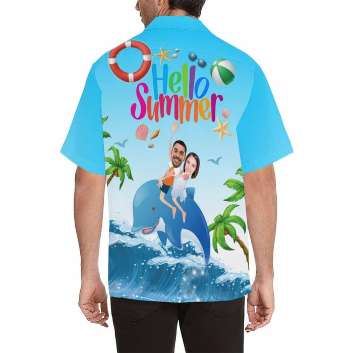 Custom Face Hello Summer Men's All Over Print Hawaiian Shirt