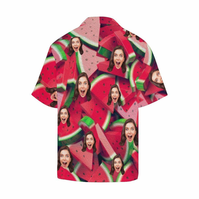 Custom Face Watermelon Men's All Over Print Hawaiian Shirt