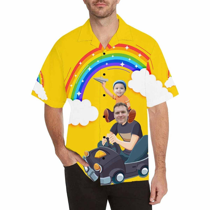 Custom Face Father And Me Men's All Over Print Hawaiian Shirt