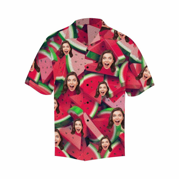 Custom Face Watermelon Men's All Over Print Hawaiian Shirt