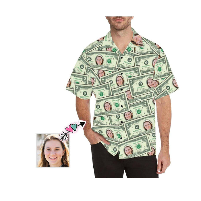 Custom Face Money Men's All Over Print Hawaiian Shirt