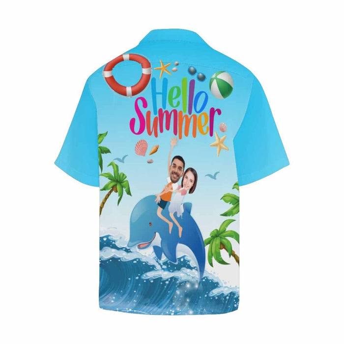 Custom Face Hello Summer Men's All Over Print Hawaiian Shirt