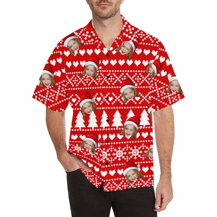 Custom Face Snowing Men's Hawaiian Shirt