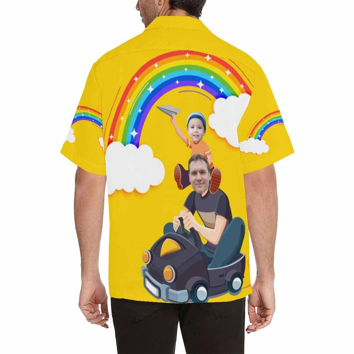 Custom Face Father And Me Men's All Over Print Hawaiian Shirt