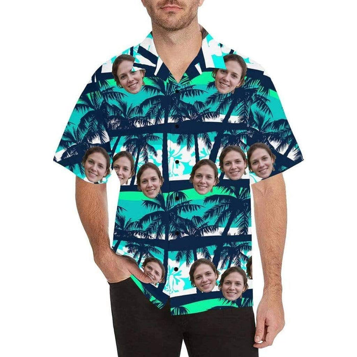 Custom Face Flower Parrot Men's All Over Print Hawaiian Shirt
