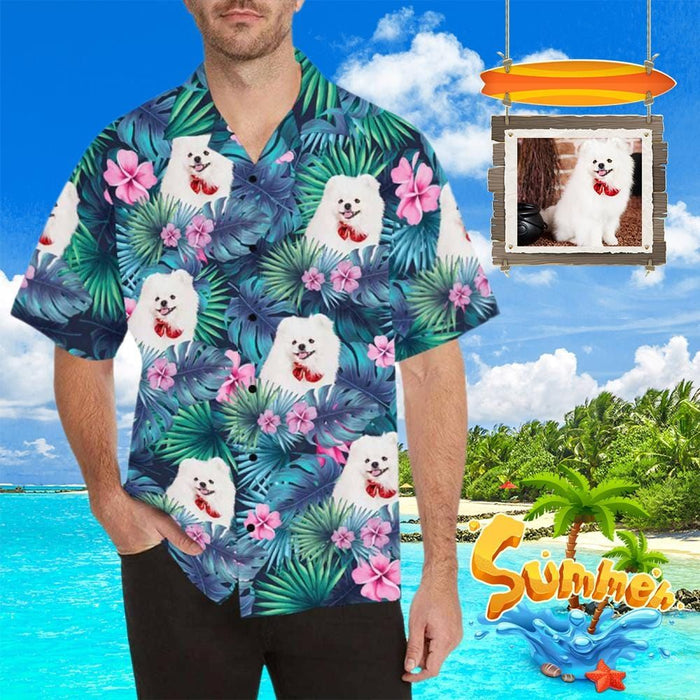 Custom Face Lovely Dog Men's All Over Print Hawaiian Shirt