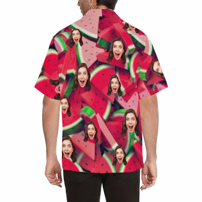 Custom Face Watermelon Men's All Over Print Hawaiian Shirt