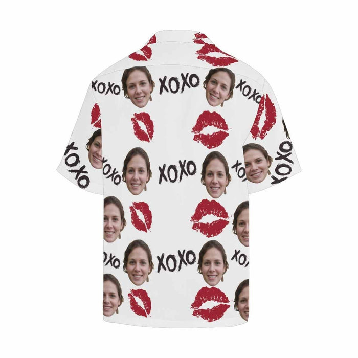 Custom Face XoXo Red Lips Men's All Over Print Hawaiian Shirt