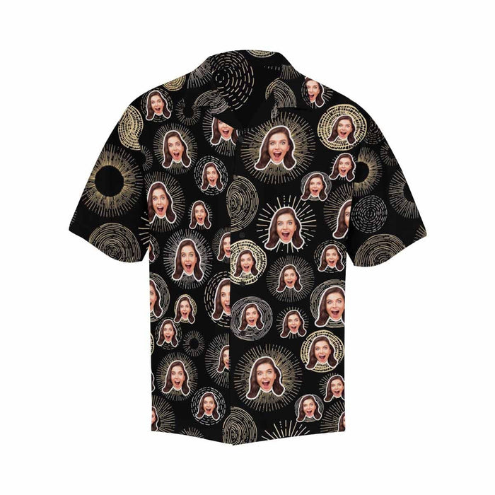 Custom Face Black Style Men's All Over Print Hawaiian Shirt