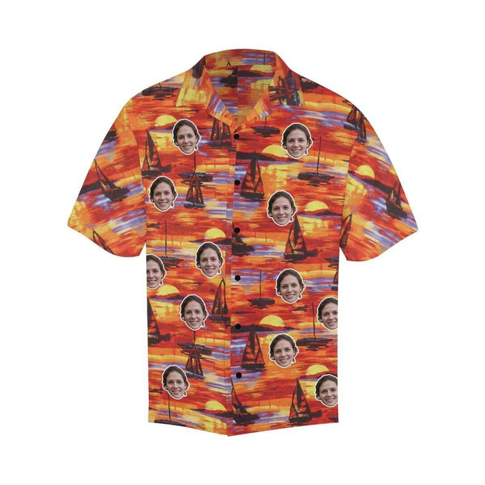 Custom Face Sailing Sunset Men's Hawaiian Shirt