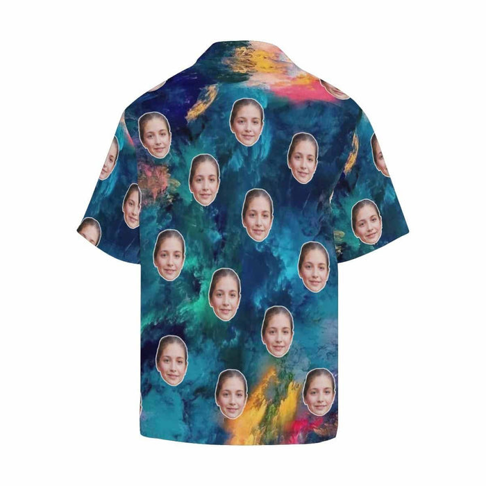 Custom Wife Face Colorful Painting Men's All Over Print Hawaiian Shirt
