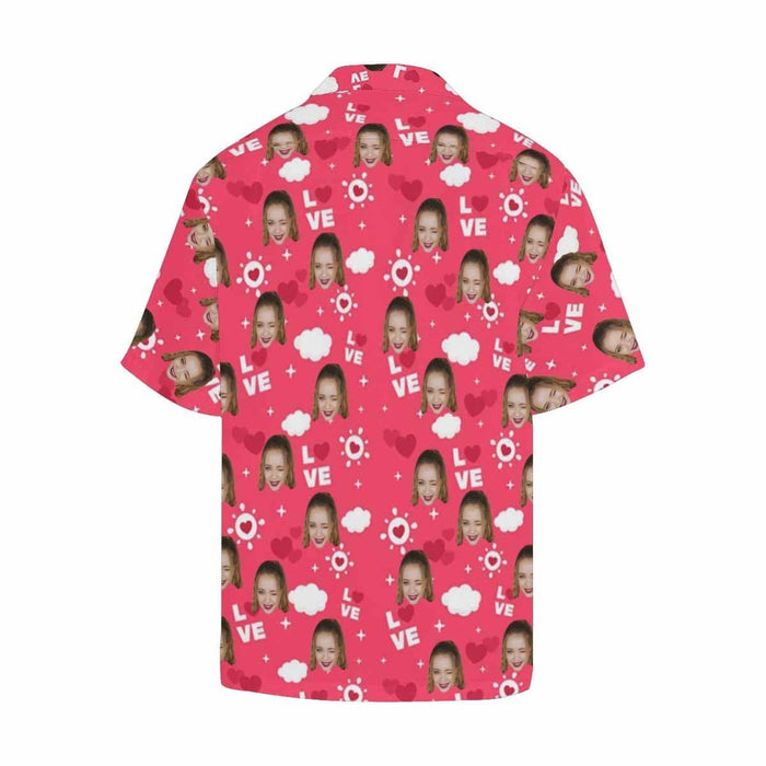 Custom Face Pink Cute Patterns Men's All Over Print Hawaiian Shirt