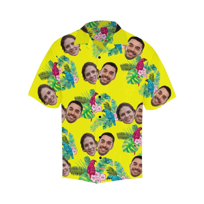 Custom Face Flower Birds Men's All Over Print Hawaiian Shirt