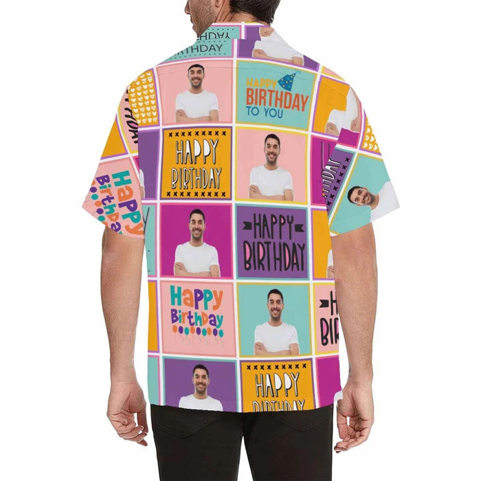 Custom Photo Happy Birthday Men's All Over Print Hawaiian Shirt T1