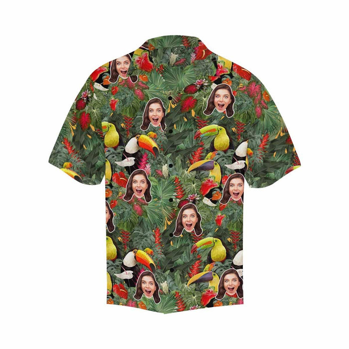 Custom Face Parrot Men's All Over Print Hawaiian Shirt