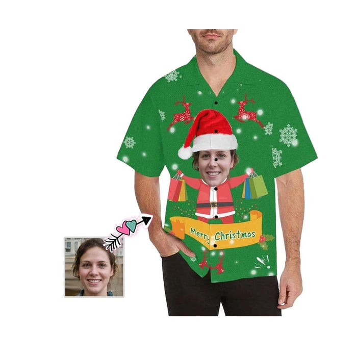 Custom Face Shopping Bag Deer Men's All Over Print Hawaiian Shirt