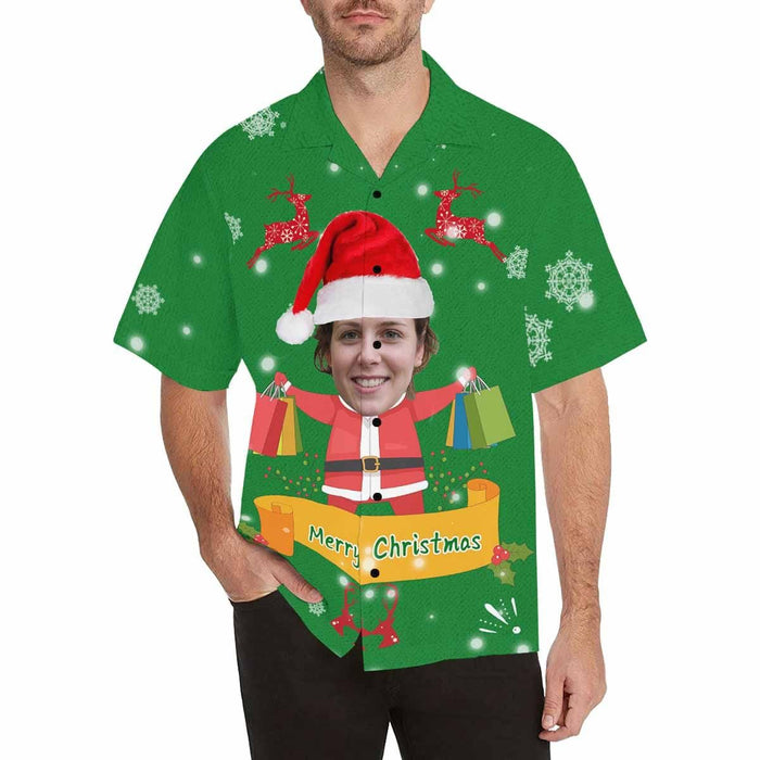 Custom Face Shopping Bag Deer Men's All Over Print Hawaiian Shirt