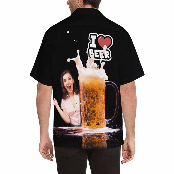Custom Photo I Love Beer Men's All Over Print Hawaiian Shirt