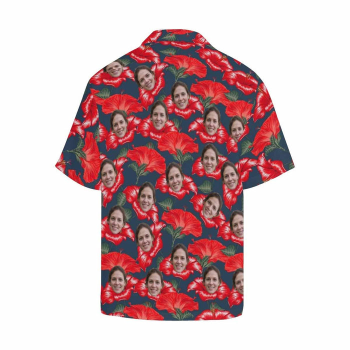 Custom Face Hibiscus Men's All Over Print Hawaiian Shirt