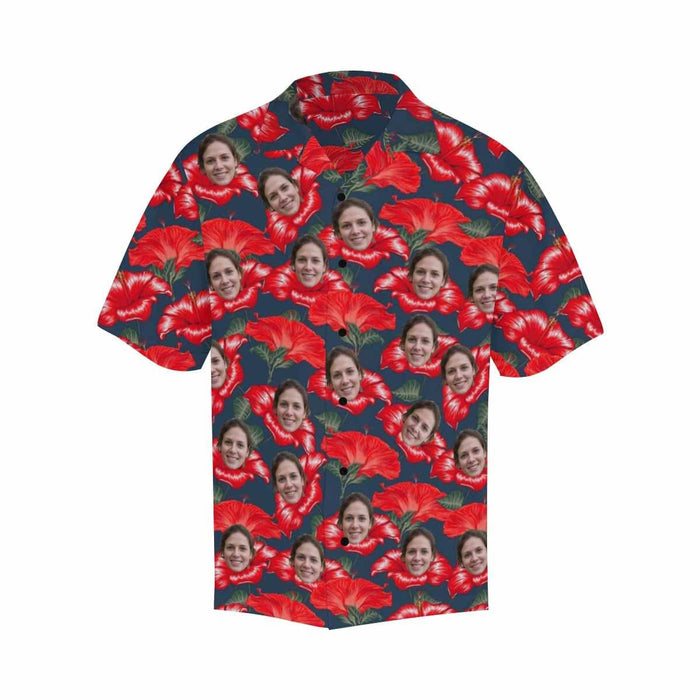 Custom Face Hibiscus Men's All Over Print Hawaiian Shirt