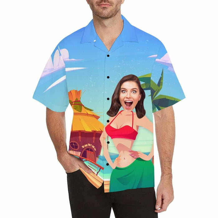 Custom Face Summer Holiday Men's All Over Print Hawaiian Shirt