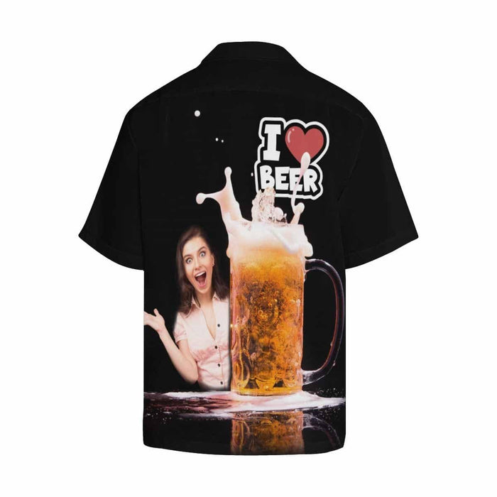 Custom Photo I Love Beer Men's All Over Print Hawaiian Shirt