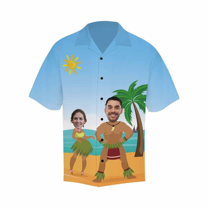 Custom Face Beach Dance Men's All Over Print Hawaiian Shirt