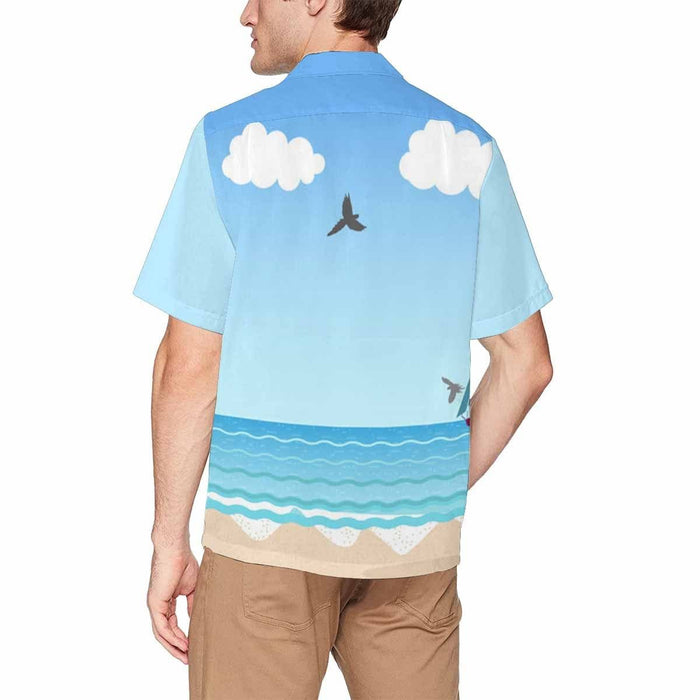 Custom Face Beach Men's All Over Print Hawaiian Shirt With Chest Pocket