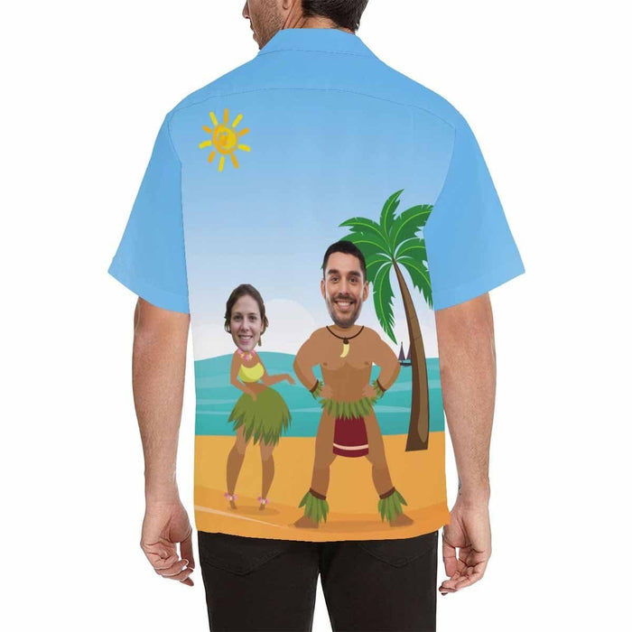 Custom Face Beach Dance Men's All Over Print Hawaiian Shirt