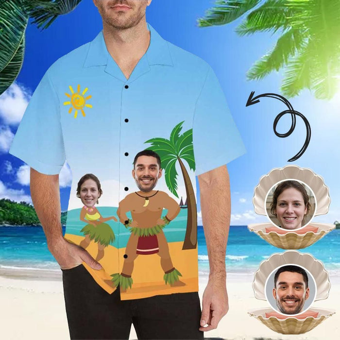 Custom Face Beach Dance Men's All Over Print Hawaiian Shirt