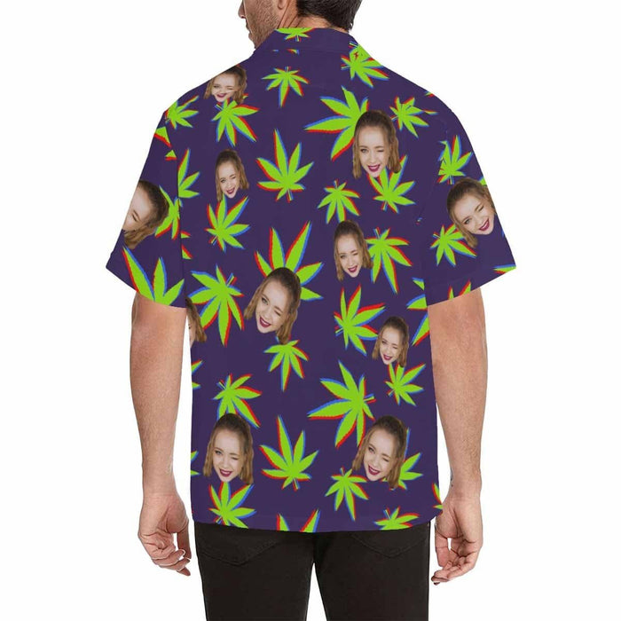 Custom Face Grass Men's All Over Print Hawaiian Shirt