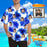 Custom Face Blue&White Style Men's All Over Print Hawaiian Shirt