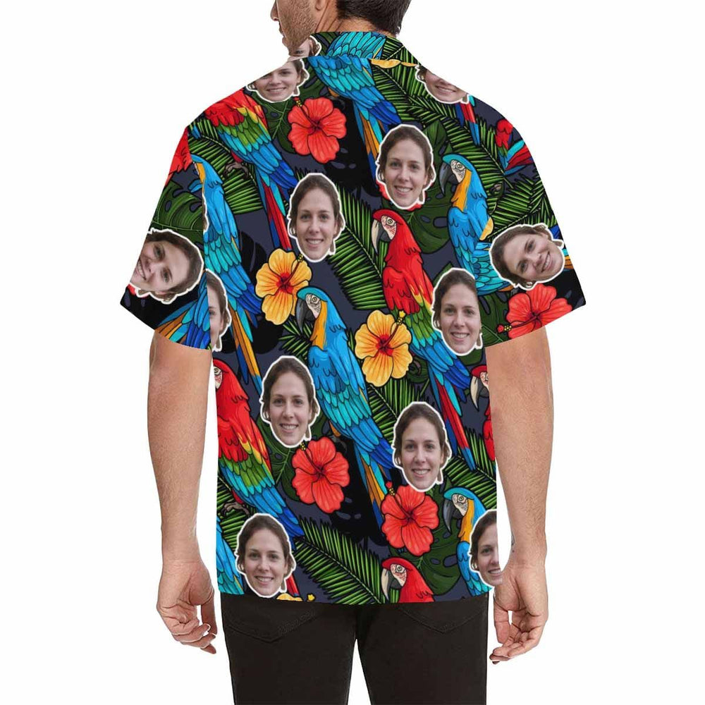 Custom Face Parrot Colorful Men's All Over Print Hawaiian Shirt