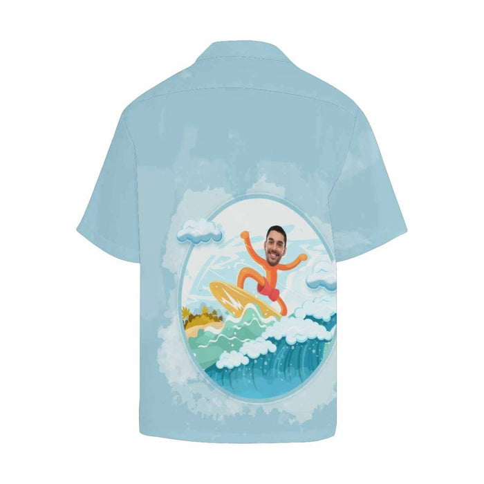 Custom Face Surfing Men's All Over Print Hawaiian Shirt