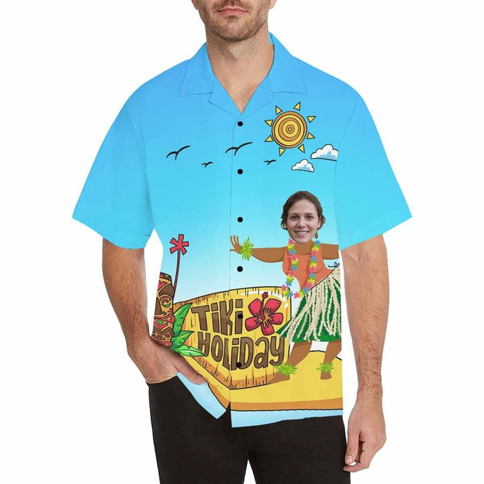 Custom Face Hiki Holiday Men's All Over Print Hawaiian Shirt
